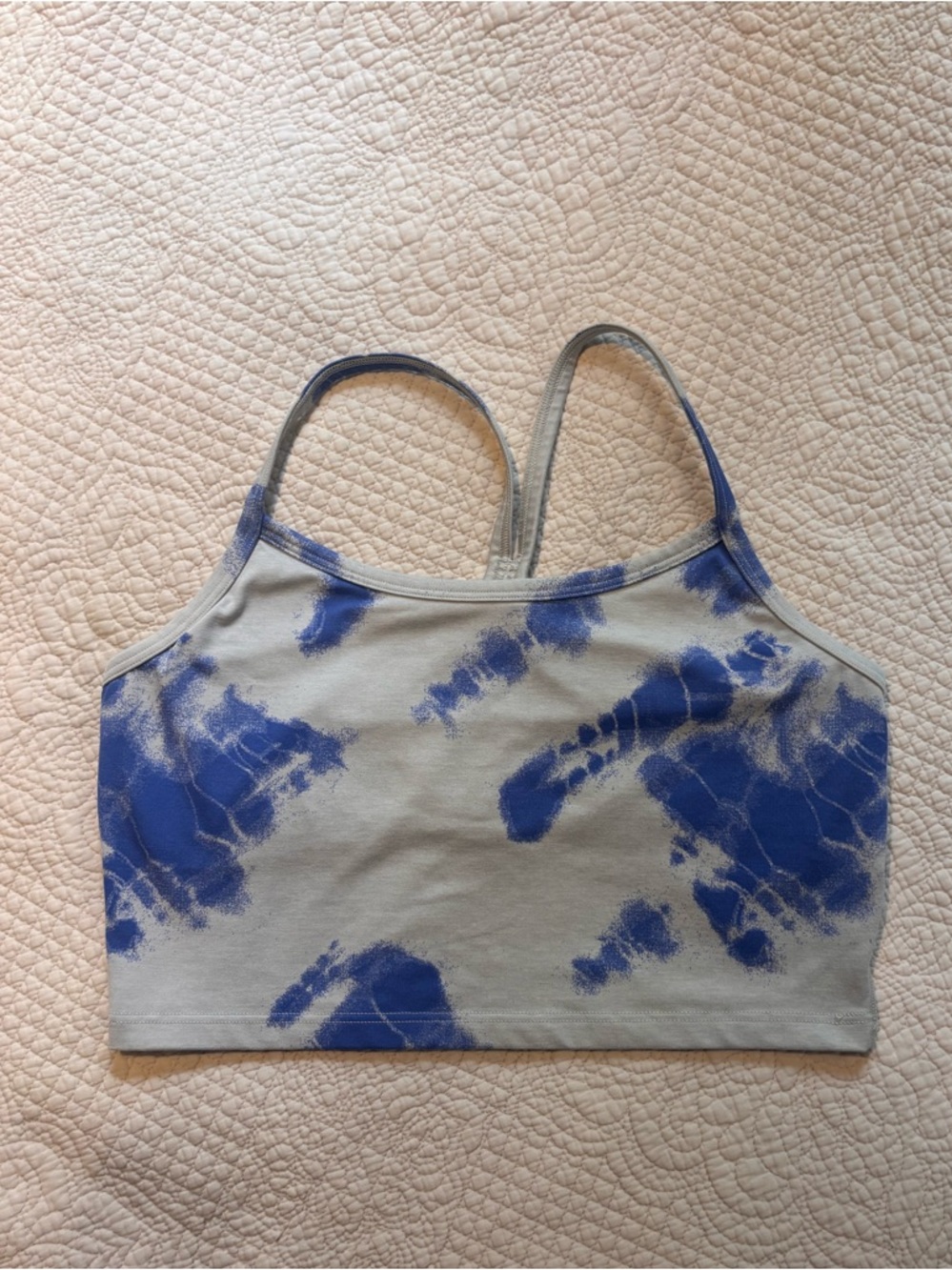 Aerie OFFLINE The Hugger Tie Dye Crop Top in White and Blue Size Large